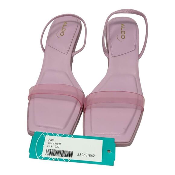 Aldo Deca Pink Square Toe Two Band Heeled Sandal Size 7.5 NWT $85 MSRP - Picture 4 of 7